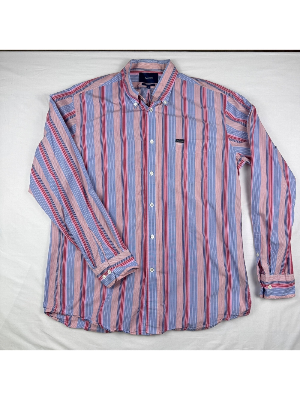 Façonnable Classique Men's Striped Button-Down Dress Shirt, Size L